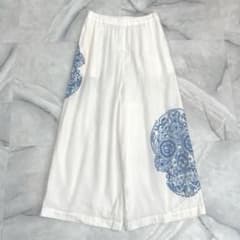 A13602 美品 ジュンヤワタナベ 22ss スカル サルエルワイドパンツ 白