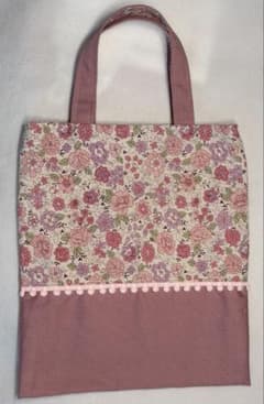 ハンドメイド ミニトートバッグ 花柄 ピンク系のサムネイル
