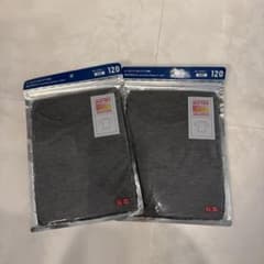 UNIQLO HEATTECH Uネック半袖 120 ダークグレー 2枚のサムネイル