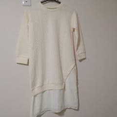 【訳あり】ikkaキッズ ワンピース アイボリー 異素材ドッキング