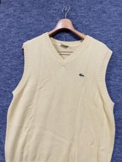 LACOSTE ラコステ ニットベスト 黄色 ロゴ コットン 4