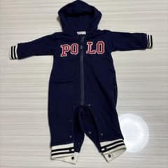 ネイビー フード付きロンパース POLOのサムネイル