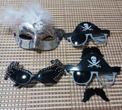 なりきり仮装グッズ 4点セット（仮面マスク・ユニークメガネ）ハロウィンのサムネイル