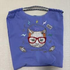 ボールアンドチェーン猫 DJ イラスト エコバッグ 紫のサムネイル