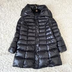 美品 INDIVI ダウンコート ビッグカラー ブラック 大きいサイズ 44 