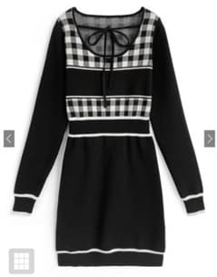 GRL ギンガムチェック柄配色ラインニットミニワンピース[ru1353]