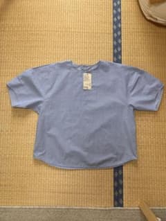 【新品未使用】無印良品 涼感コットン 半袖ブラウス ストライプ XLのサムネイル