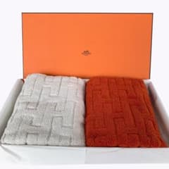 HERMES タオルセット ステアーズ Hロゴ オレンジ ホワイト - メルカリ