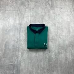 American Eagle 長袖 ラガーシャツ 緑 白 XXL AE刺繍 古着 - メルカリ