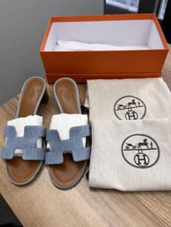 美品 エルメス オラン デニムサンダル 37.0 - メルカリ