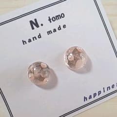 ローズクォーツ入り１粒ピアス ピンクのサムネイル
