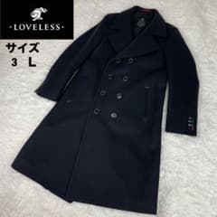 超極美品✨ラブレス✨ダブルチェスターコートロング丈✨L✨ナポレオン✨ロゴ柄✨総柄 超極美品✨ラブレス✨ダブルチェスターコートロング丈✨L✨ナポレオン