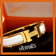 HERMESエルメス　クリッククラックブレスレット　ゴールドホワイトのサムネイル