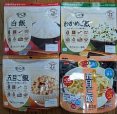 五目ご飯２個・わかめご飯・白飯 ４個セット アルファ化米のサムネイル