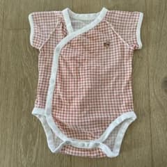Familiar オレンジと白のチェック柄カバーオールのサムネイル
