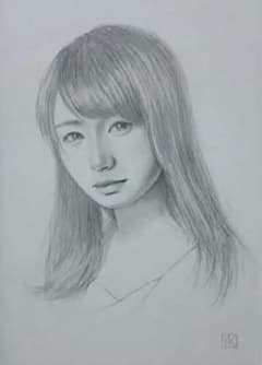 鉛筆画 ポートレート 人物画 女性 A4サイズ 額 フレーム - メルカリ