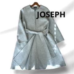 お*び様 【美品✨】ジョゼフ リバーコート カシミヤ混 ノーカラー ベルト 紺色 ジョゼフ リバーコート カシミヤ混 ノーカラー ベルト グレー 36