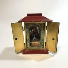骨董 荼枳尼天 厨子入り 稲荷神 木彫り 木彫人形 仏像 民間信仰 民芸