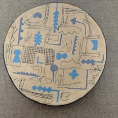 ハ*ラ様 キムホノ作　抽象柄 陶器 プレート ブルー アート ハ*ラ様 キムホノ作 抽象柄 陶器 プレート ブルー アート - メルカリ