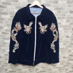 春アウター 50s復刻スーベニアジャケット襟付き刺繍龍鷲 紺2XL m86534837814_1.jpg?1775482477