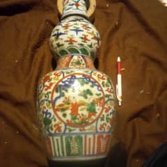 中国陶磁器 明萬歴赤絵 蓋付き壺 - メルカリ