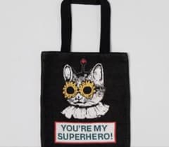 ニットトートバッグ　HERO！　BK　ヒグチユウコ　ボリス雑貨店　編み物堀ノ内 ニットトートバッグ HERO！ BK ヒグチユウコ ボリス雑貨店 編み物