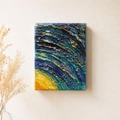 朝日をイメージした抽象画 原画 絵画 現代アート 18×14cmキャンバス
