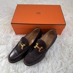 極美品 HERMES コンスタンス Hロゴ ローファー 36 茶 レザー 箱付き 極美品 HERMES コンスタンス Hロゴ ローファー 36 茶 レザー 箱