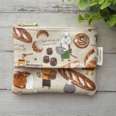 ポケットティッシュポーチ ラミネートポーチ ハンドメイド ねこのパン