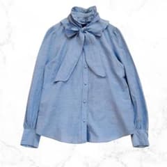 極美品✨ルルウィルビー シルクブレンド フリルボウタイブラウス