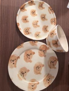 岡村友太郎くま柄 プレート2枚 カップ1個セットのサムネイル