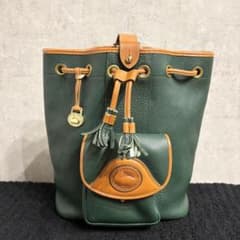 ドゥーニー&バーク USA製 巾着 ショルダーバッグ フリンジ グリーン 茶 