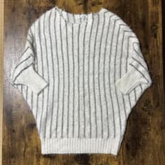 【美品】THE SHOP TK ドルマンシャギーニット ストライプ Fのサムネイル