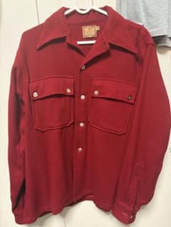 50s COURTLEIGH ウールシャツ 赤 無地 ヴィンテージのサムネイル