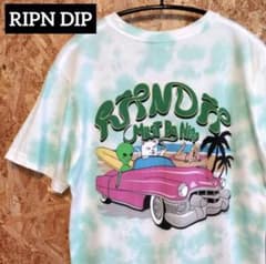 「リップンディップ」バックプリントタイダイ柄Tシャツ エイリアンとネコと美女のサムネイル