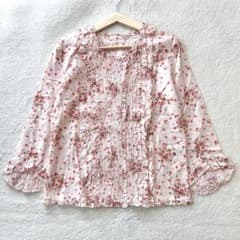 極美品 ピンクハウス ピコフリル ピンタック 花柄 ブラウス ピンク系