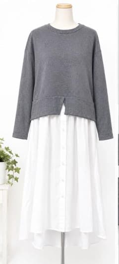 tricot tricot ドッキングシャツワンピース グレーのサムネイル