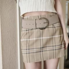 yilon SUEDE BELT CHECK MINI SKIRT BEIGE - メルカリ