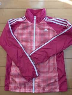 adidas ウィンドブレーカー ピンク 千鳥格子柄