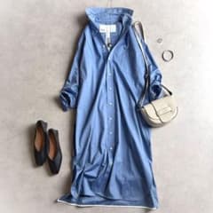 美品△TICCA ティッカ//ロングシャツワンピース△ライトブルー 水色