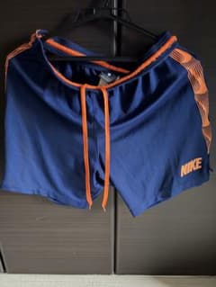 NIKE DRI-FIT ハーフパンツ ネイビー×オレンジ Lのサムネイル