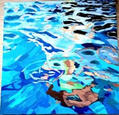 アクリル画　キャンバスアート 24×24cm　海のイラストのサムネイル