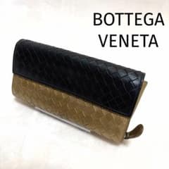 BOTTEGA VENETA 긴 지갑 인트레 차트 블랙 골드 흑금