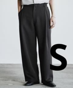 【WYM】DOUBLE CLOTH DEEP TUCK SLACKS ブラックのサムネイル