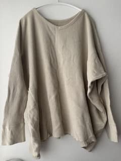 ミラオーウェン　ワッフルカットソー　オーバーサイズ　ベージュ