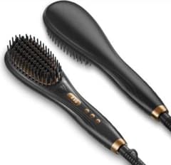 ヘアアイロン ヒートブラシ 80℃～230℃温度調節ストレートブラシ 静電気防止