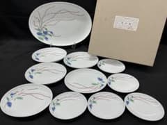 【美品】深川製磁　深川製　水引草　3点揃　3種　15P 皿　大皿　中皿　小皿 美品】深川製磁 深川製 水引草 3点揃 3種 15P 皿 大皿 中皿 小皿