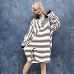 NieR 襟付きボーダーUNISEX BIG PULLOVER