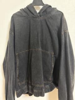 ZARA デニムパーカー ブラック Mのサムネイル