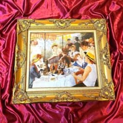 ルノワール 舟遊びの昼食 絵画 額縁 公式 複製画 油絵風 印象派 名画　複製 ルノワール 舟遊びの昼食 絵画 額縁 公式 複製画 油絵風 印象派 名画